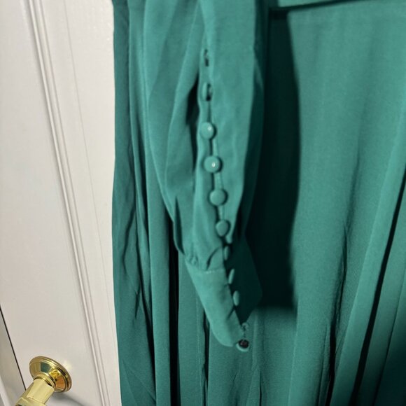 New Lulu's My Whole Heart Emerald Green Long Sleeve Wrap Dress Size Large - Picture 8 of 8